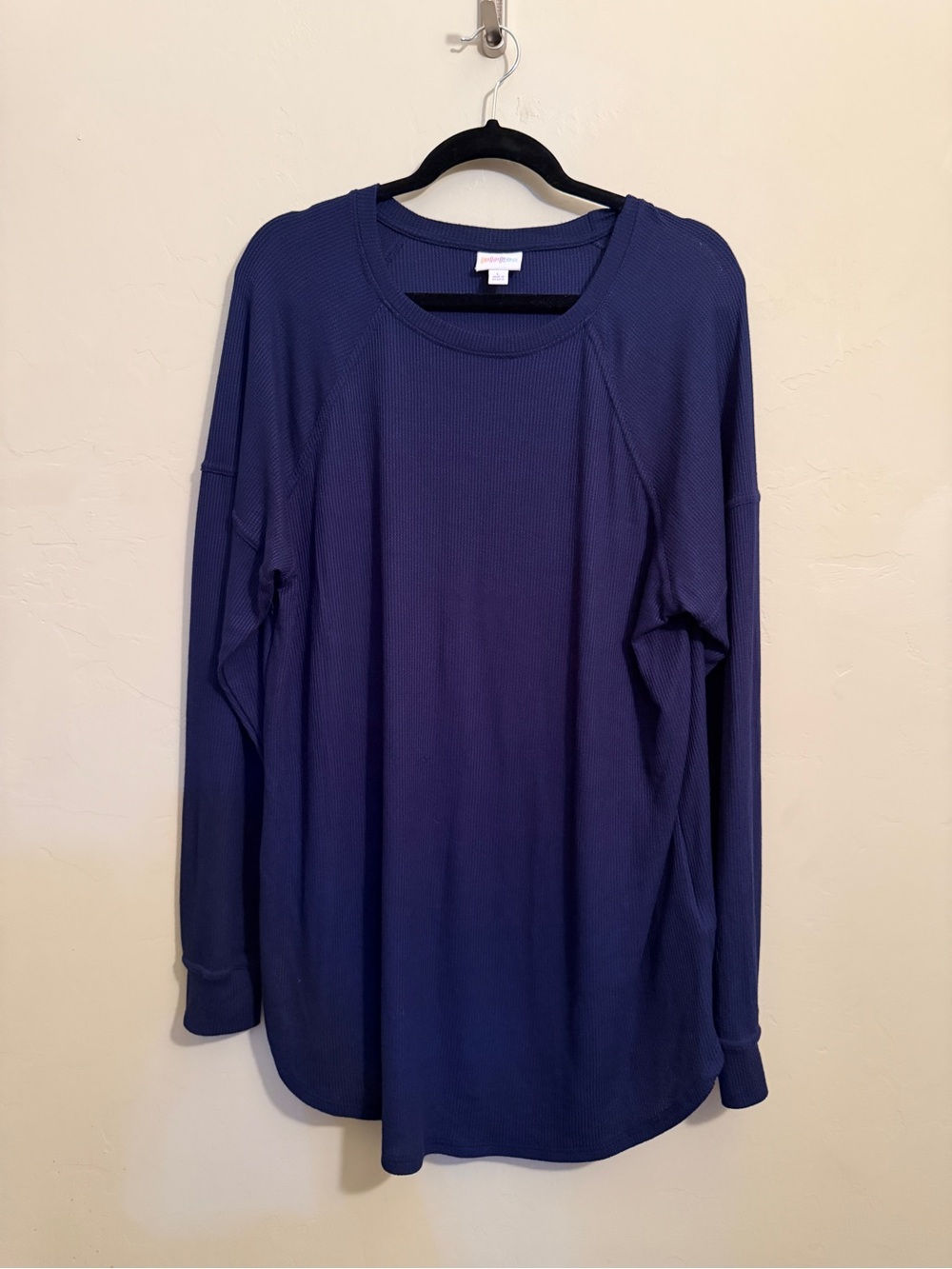 LuLaRoe Hudson Navy Blue Ribbed Long Sleeve Top Size Large